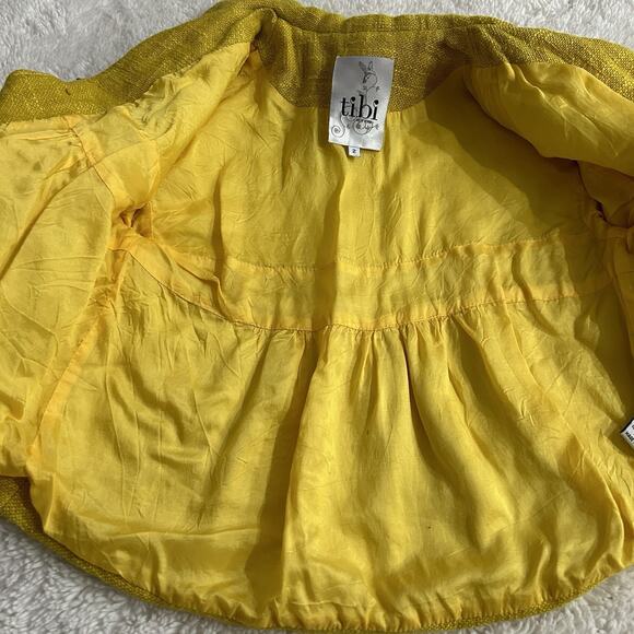 Anthropologie Tibi Sz 2 Yellow Linen Swing Blazer Cropped Chic Career Wow Y2K - Picture 7 of 8